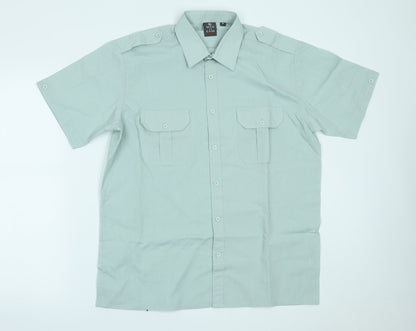 Mens UK Size M Man at ease Green  Button-Up Short Sleeve Casual Shirt