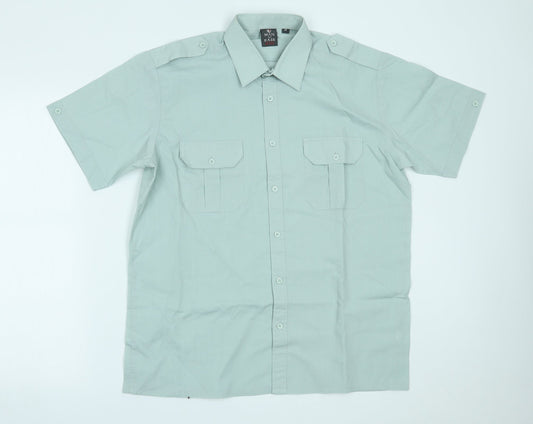 Mens UK Size M Man at ease Green  Button-Up Short Sleeve Casual Shirt