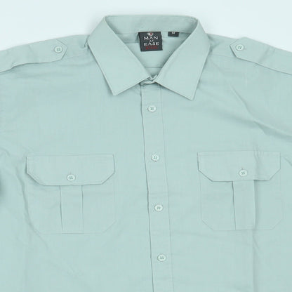 Mens UK Size M Man at ease Green  Button-Up Short Sleeve Casual Shirt
