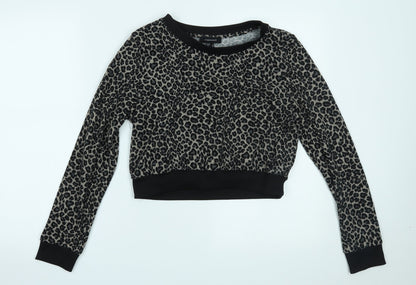 Primark Womens Brown Animal Print  Cropped Blouse Size 8