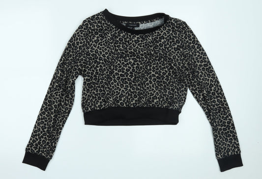 Primark Womens Brown Animal Print  Cropped Blouse Size 8