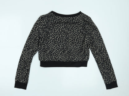 Primark Womens Brown Animal Print  Cropped Blouse Size 8