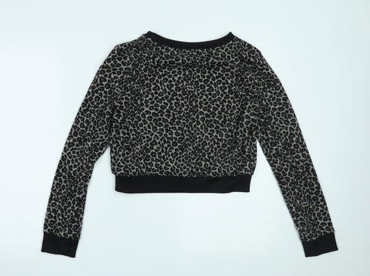 Primark Womens Brown Animal Print  Cropped Blouse Size 8