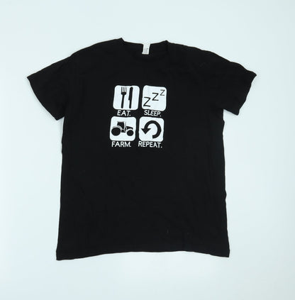 Mens UK Size S Club Black  T-Shirt