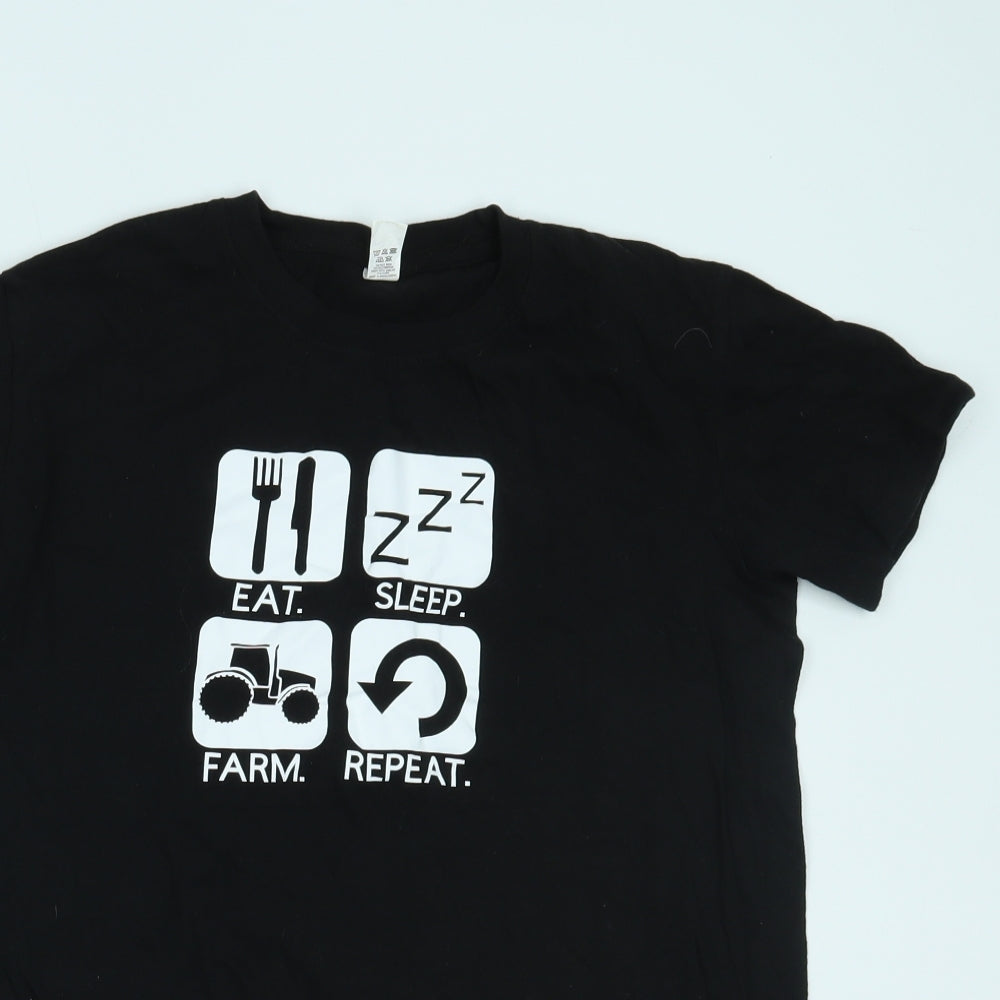 Mens UK Size S Club Black  T-Shirt