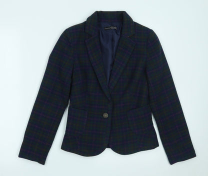 Primark Womens Blue Plaid  Jacket Blazer Size 6