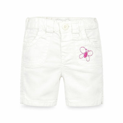 Front view of Early Days Baby White Damask Capri Jeans, size 3-6, Months