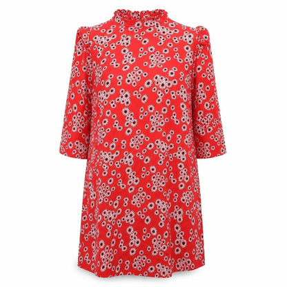 Front view of Papaya women’s red floral a-line, size UK 14