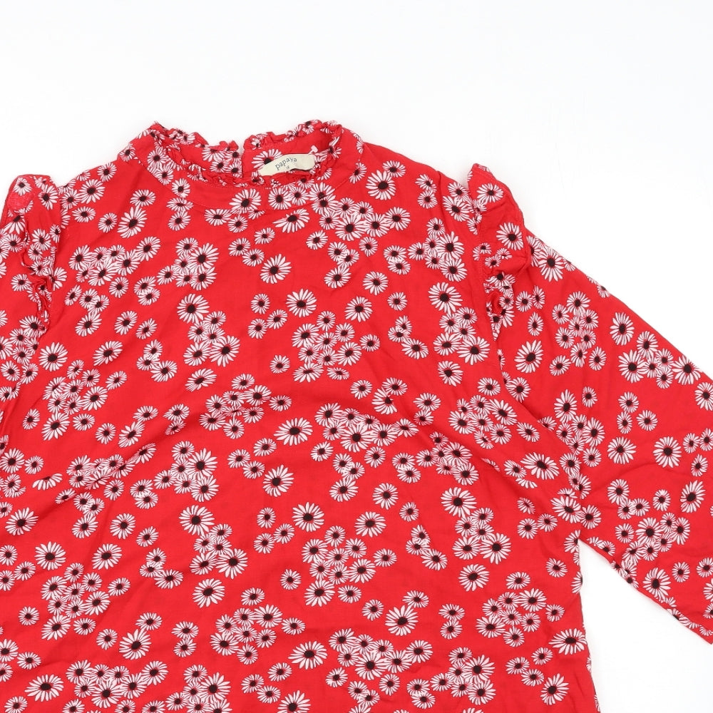 Papaya Womens Red Floral  A-Line  Size 14