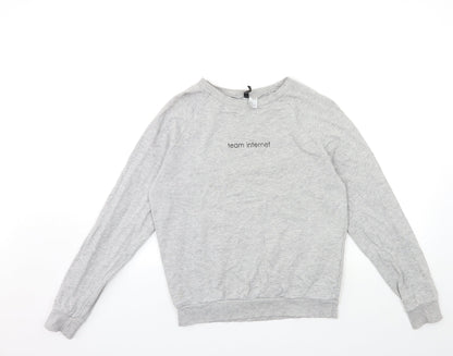 H&M Womens Grey   Pullover Sweatshirt Size M  - team internet