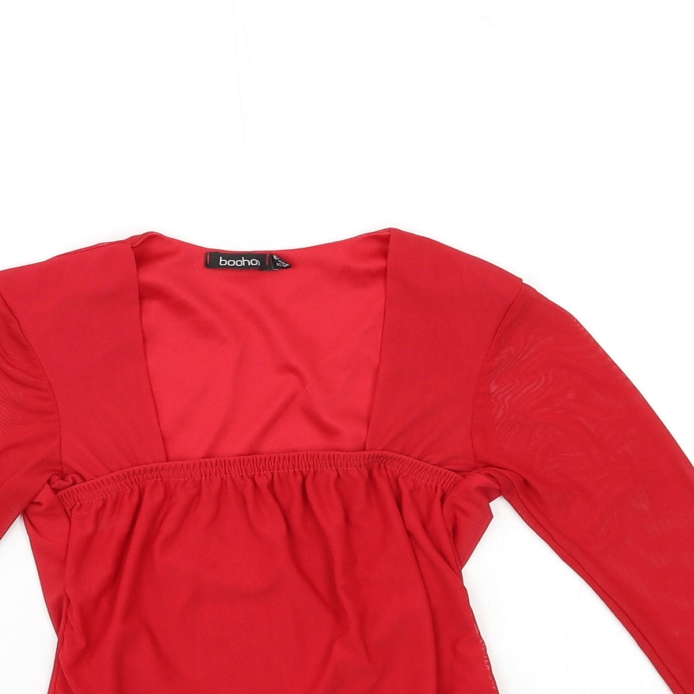 Boohoo Womens Red   Basic Blouse Size 6