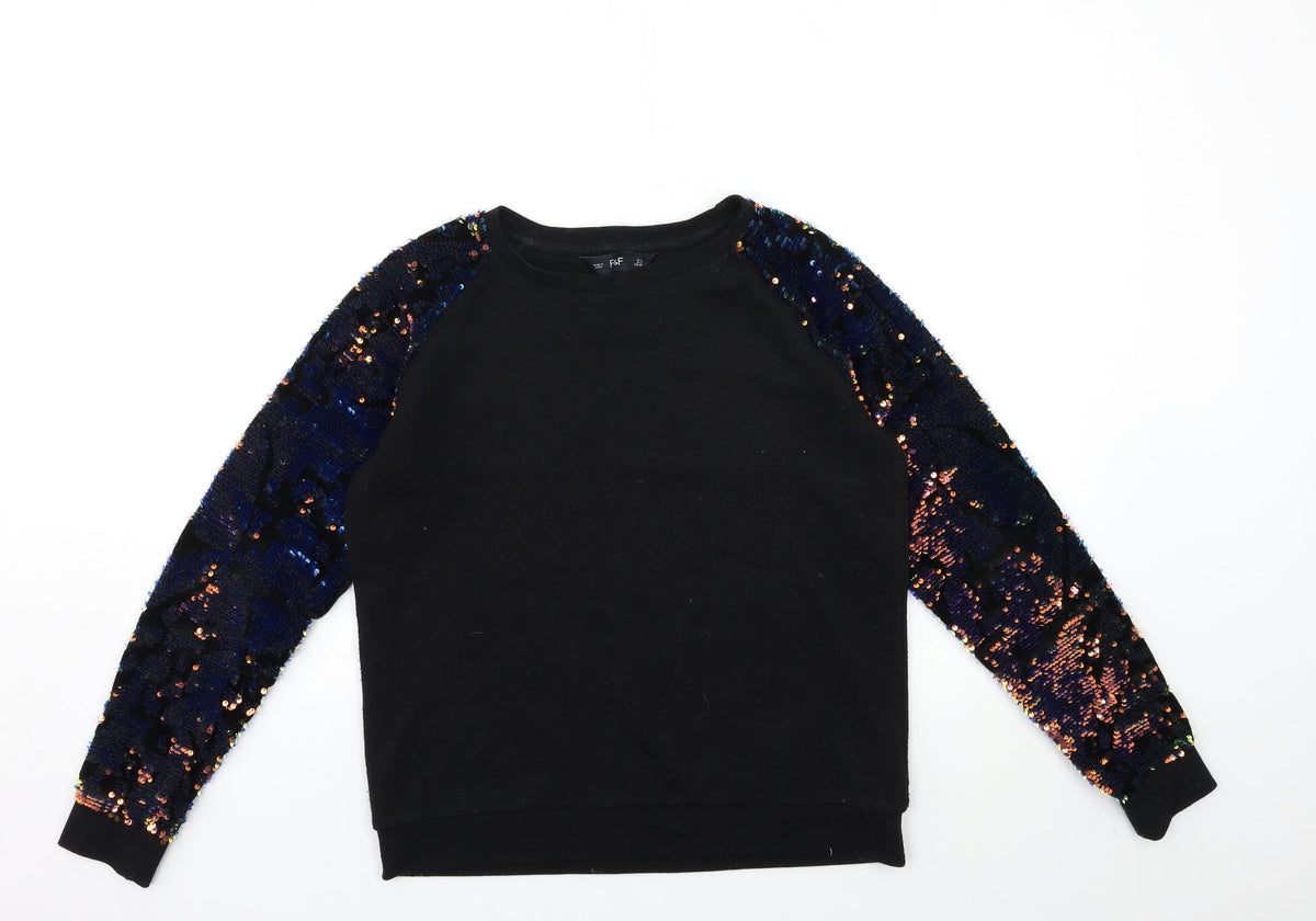 Additional front view of F&F women’s black pullover sweatshirt, size UK 6
