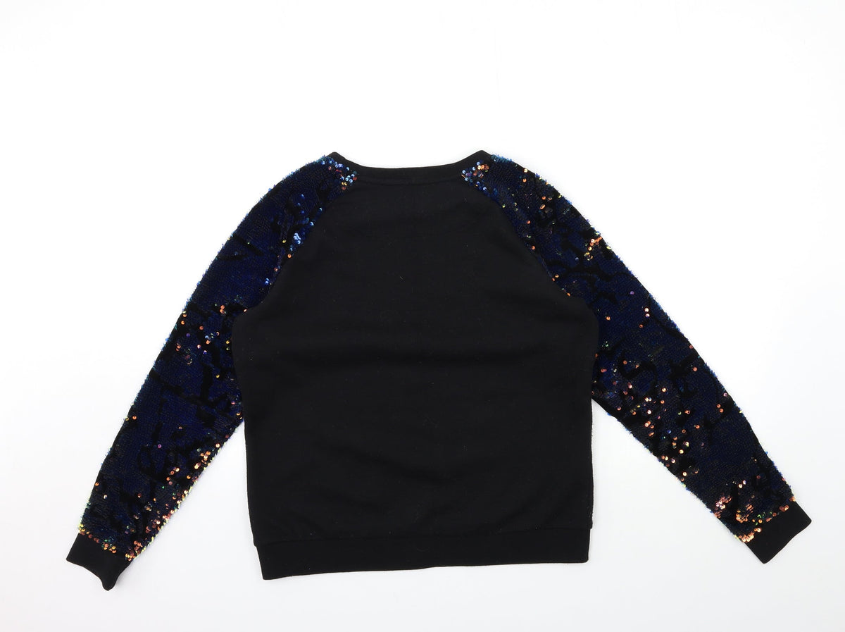 Back view of F&F women’s black pullover sweatshirt, size UK 6