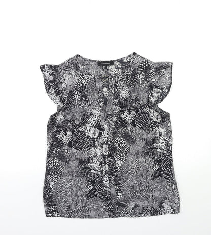 Atmosphere Womens Black Geometric  Basic Blouse Size 8