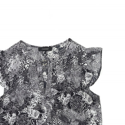 Atmosphere Womens Black Geometric  Basic Blouse Size 8