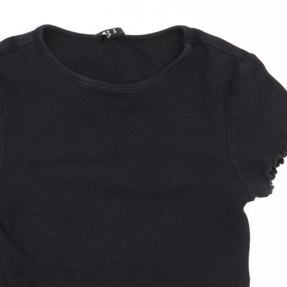 Womens UK Size 10 New Look Black Basic T-Shirt