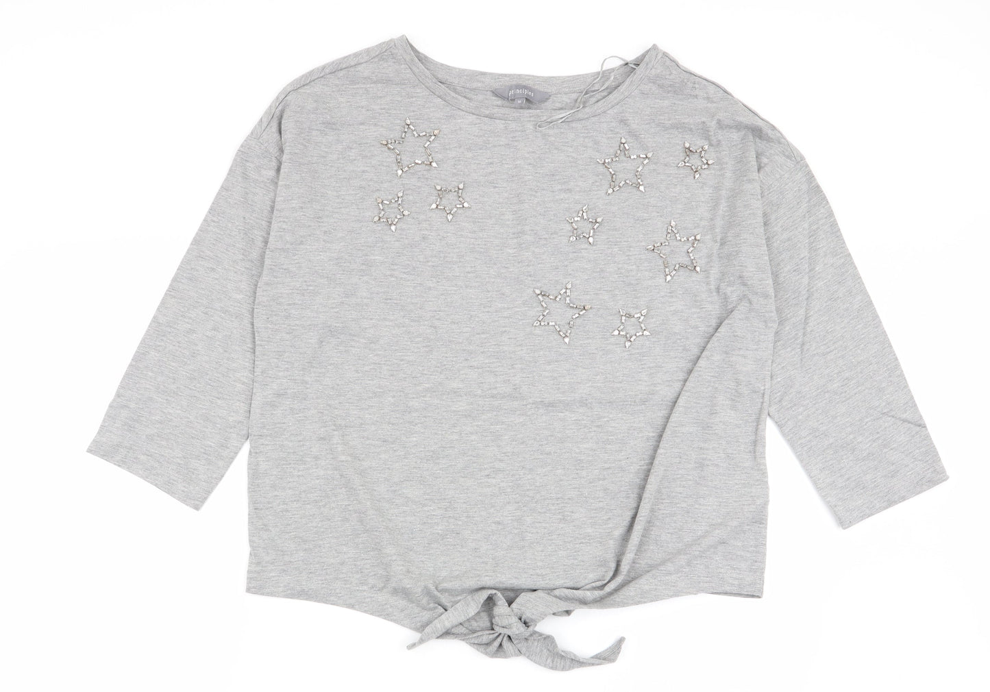 Womens UK Size 16 Principles Grey Basic T-Shirt