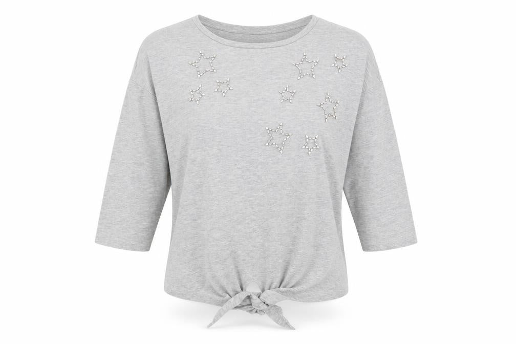 Womens UK Size 16 Principles Grey Basic T-Shirt
