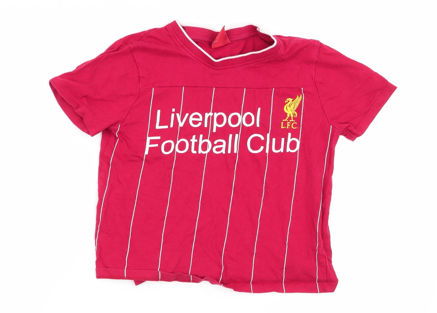 Liverpool FC Boys Red Striped  Basic T-Shirt Size 5-6 Years