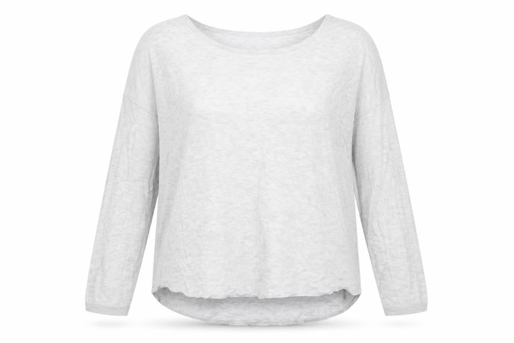 Front view of H&M women’s grey basic t-shirt, size UK 14