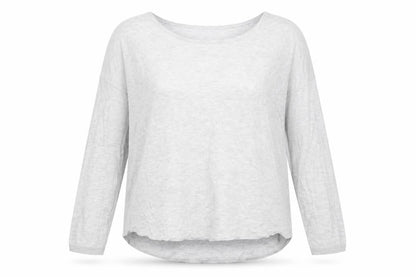 Front view of H&M women’s grey basic t-shirt, size UK 14