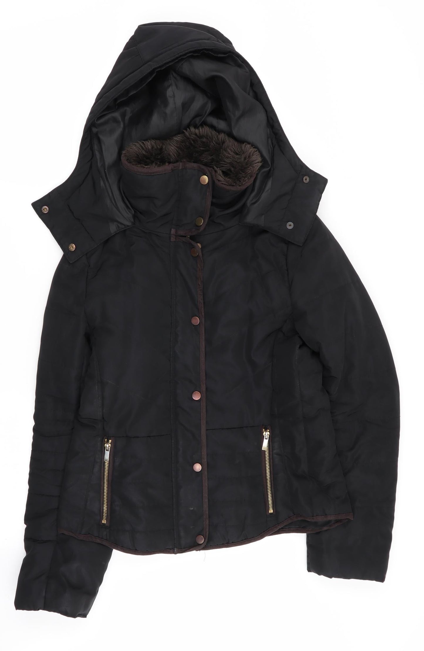 Womens UK Size 8 H&M Black Parka Coat