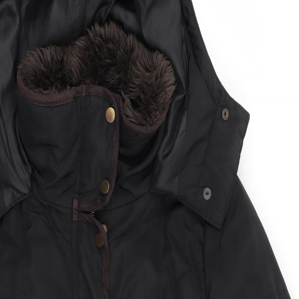 Womens UK Size 8 H&M Black Parka Coat