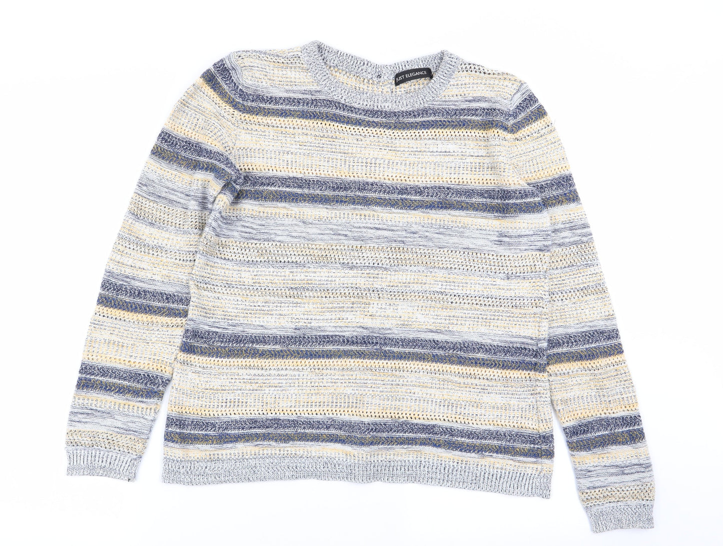 just elegance Womens Multicoloured Striped  Pullover Jumper Size S