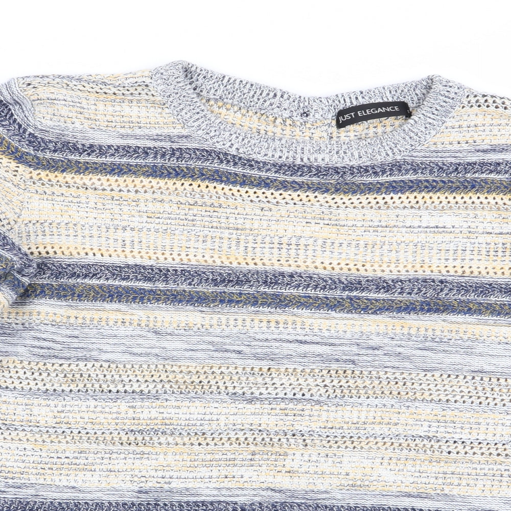 just elegance Womens Multicoloured Striped  Pullover Jumper Size S