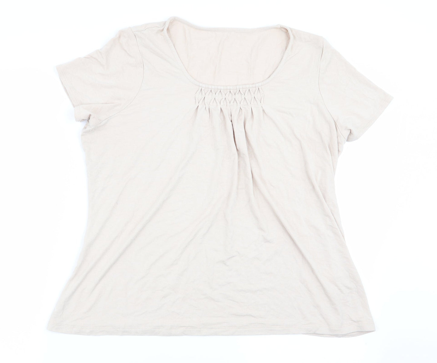 Womens UK Size 14 Preworn Beige Basic T-Shirt