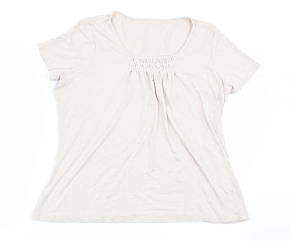 Womens UK Size 14 Preworn Beige Basic T-Shirt