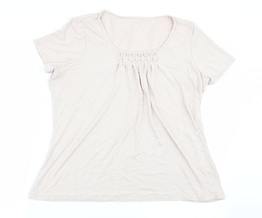 Womens UK Size 14 Preworn Beige Basic T-Shirt