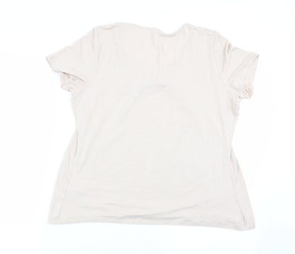 Womens UK Size 14 Preworn Beige Basic T-Shirt