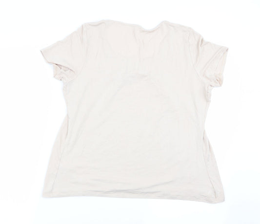 Womens UK Size 14 Preworn Beige Basic T-Shirt