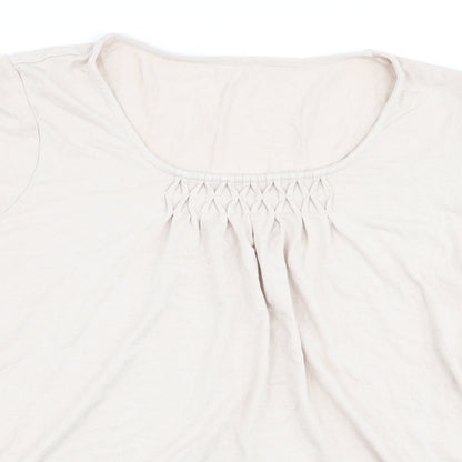 Womens UK Size 14 Preworn Beige Basic T-Shirt