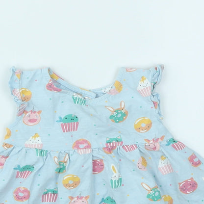 Blue Zoo Girls Blue Animal Print  Fit & Flare  Size 3-6 Months