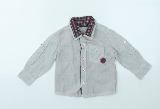 George Boys Grey Striped  Basic Button-Up Size 9-12 Months