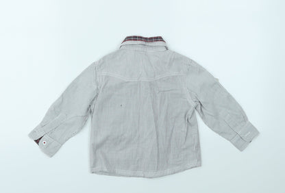 George Boys Grey Striped  Basic Button-Up Size 9-12 Months