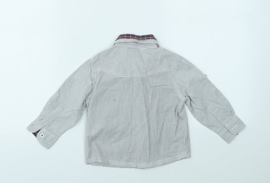 George Boys Grey Striped  Basic Button-Up Size 9-12 Months