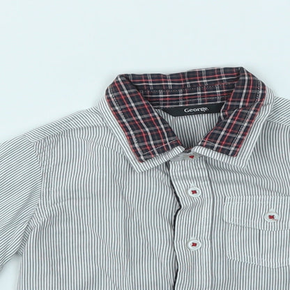 George Boys Grey Striped  Basic Button-Up Size 9-12 Months