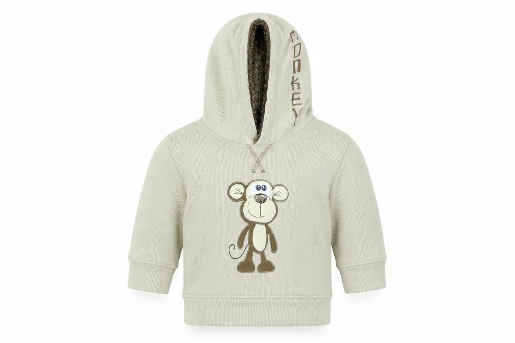Front view of Next boys’ brown animal print henley jumper, size 6-9, months