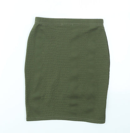 pretty little  Thing Womens Green   A-Line Skirt Size 4  - stretch waistband