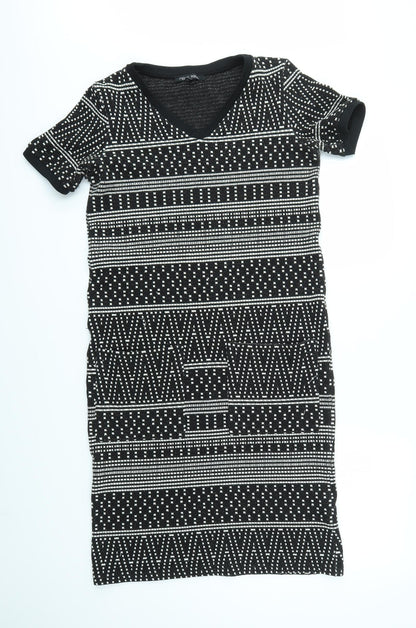 NEXT Womens Black Geometric  Jumper Dress  Size 8