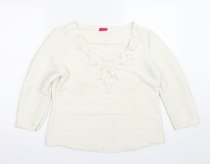 Womens UK Size 16 Together White Pullover Jumper
