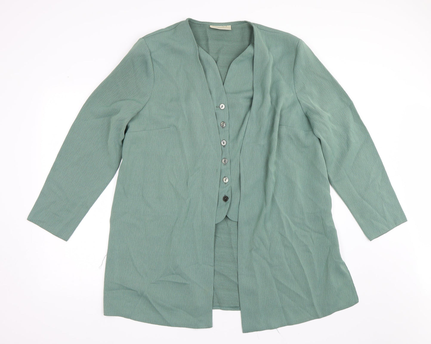 Womens UK Size 18 Ann Harvey Green Basic Button-Up