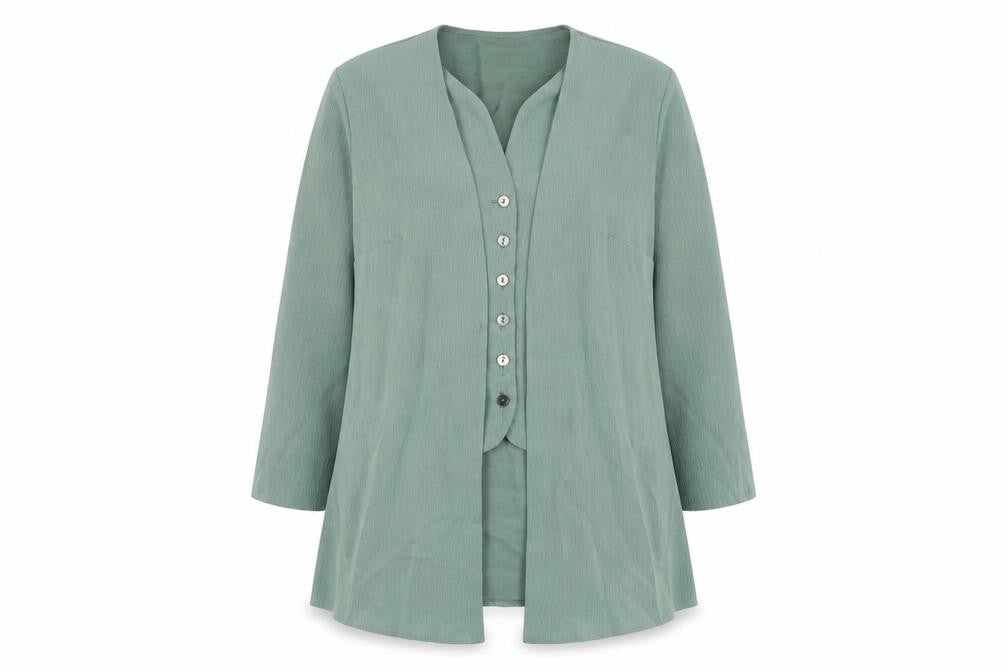 Womens UK Size 18 Ann Harvey Green Basic Button-Up