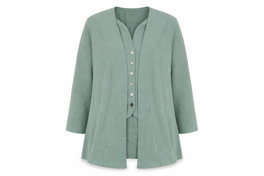 Womens UK Size 18 Ann Harvey Green Basic Button-Up