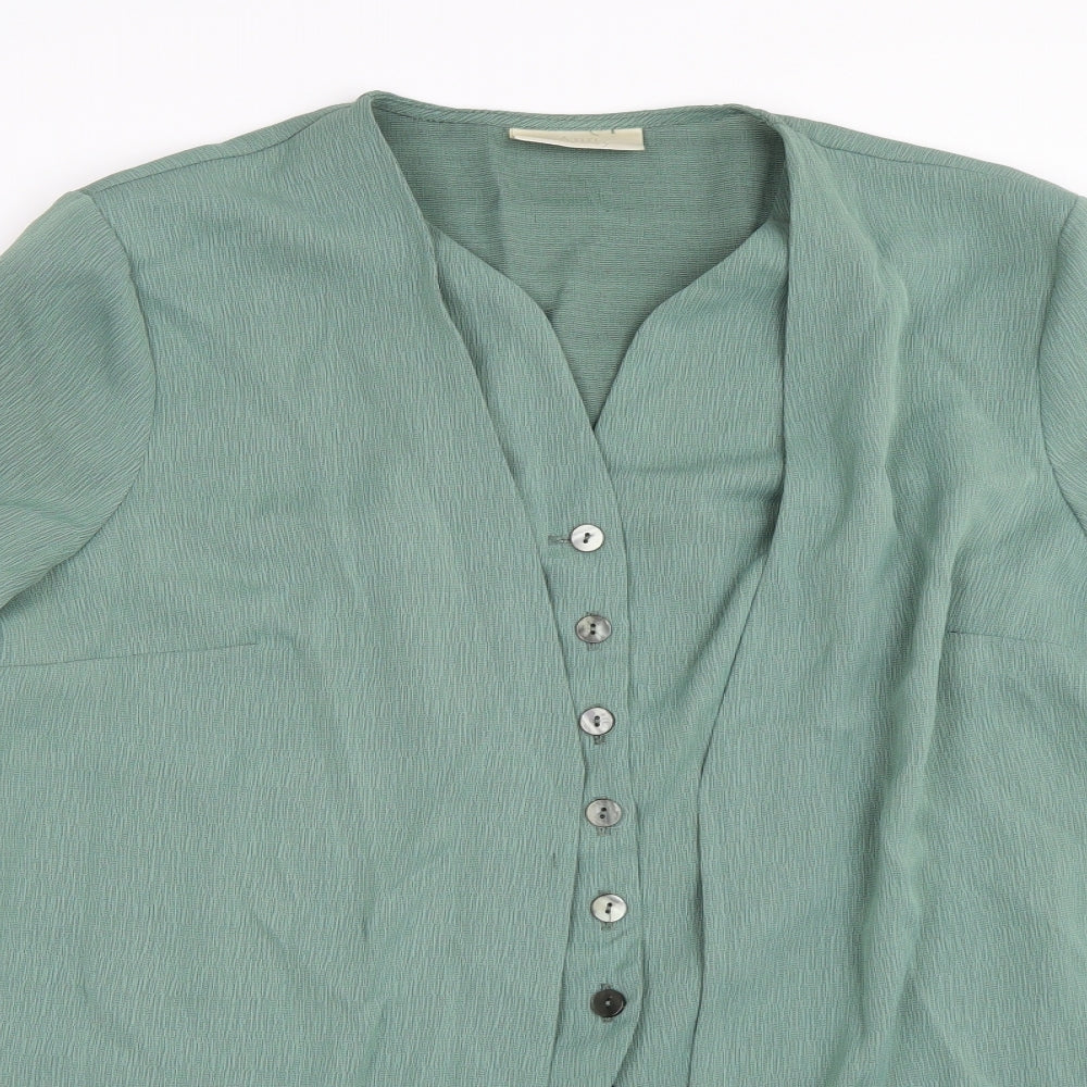 Womens UK Size 18 Ann Harvey Green Basic Button-Up