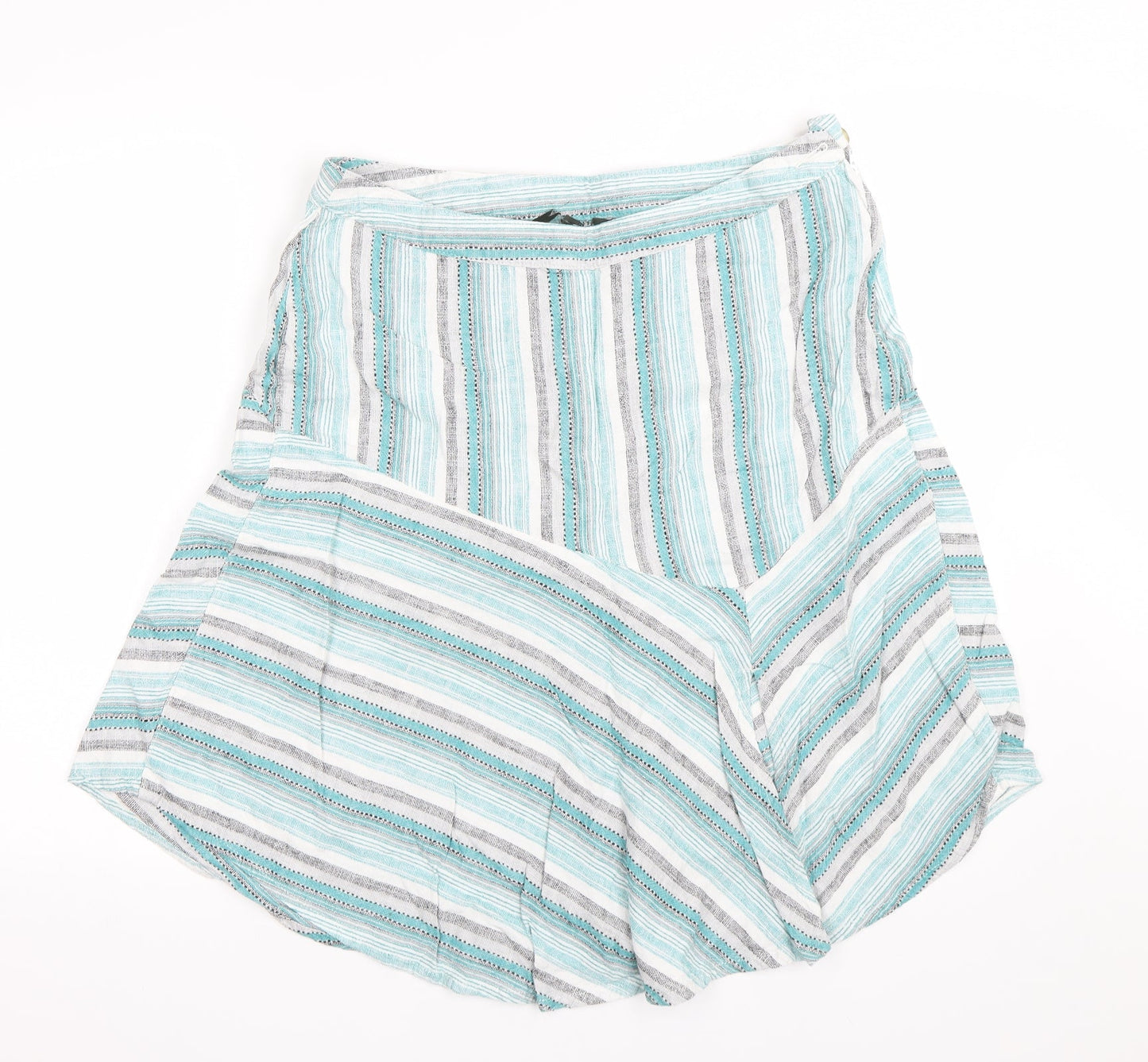 Bonmarché Womens Blue Striped  Flare Skirt Size 16