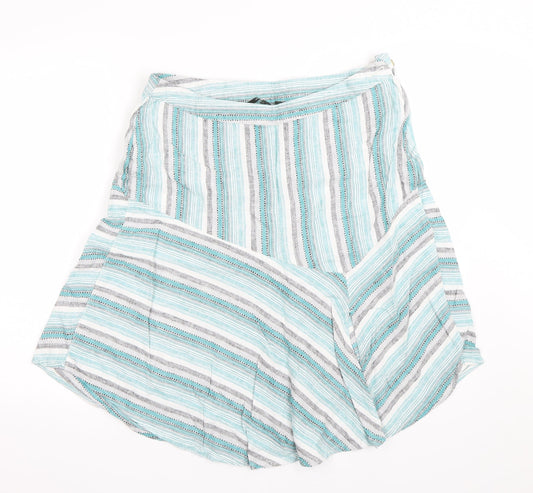 Bonmarché Womens Blue Striped  Flare Skirt Size 16